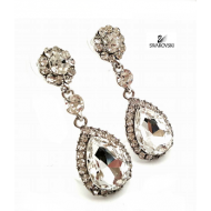 Oorbellen Teardrop bezet met Swarovski en Zirkonia Clear